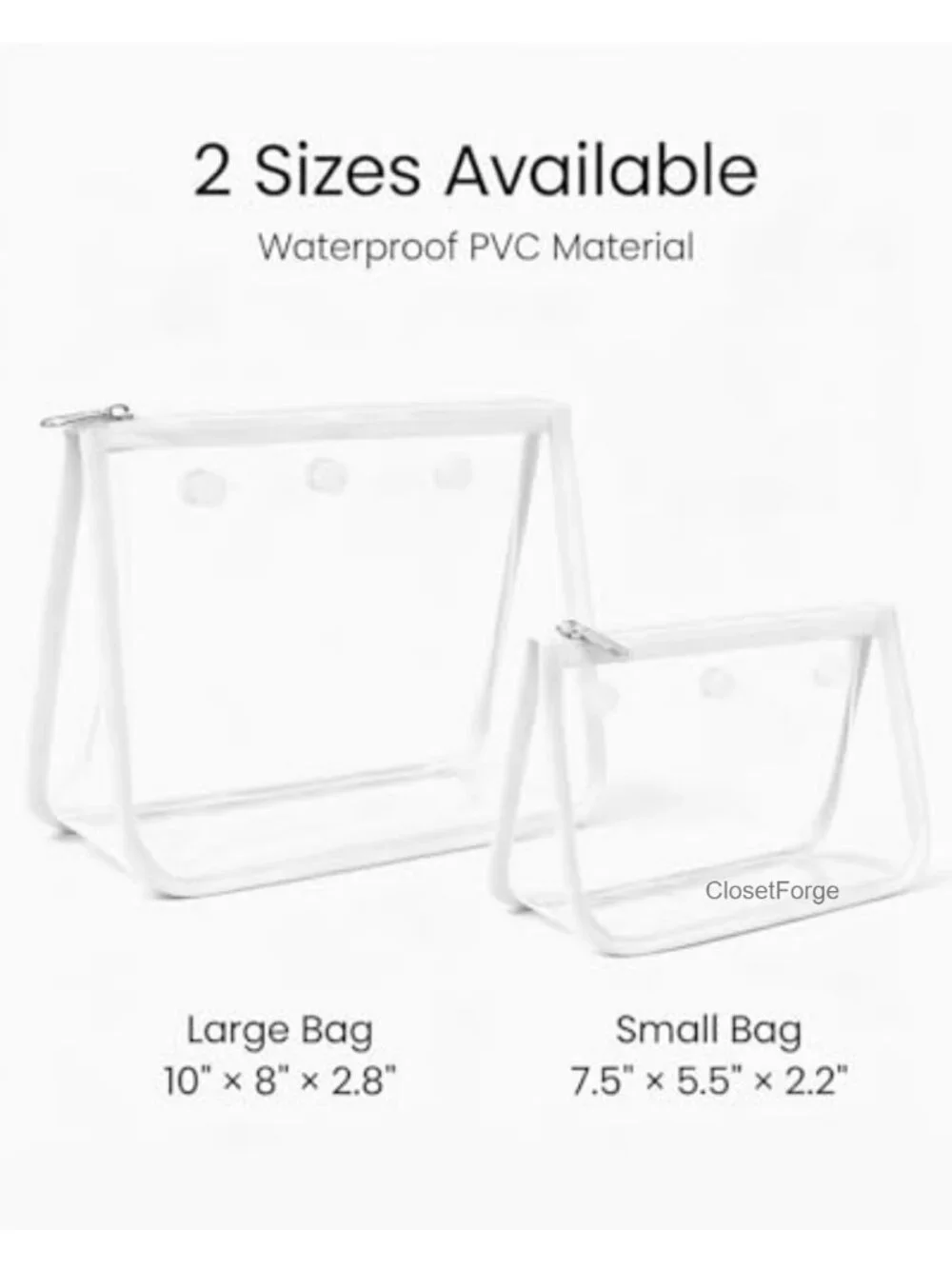 Clear Insert Bags for Bogg Bag, Waterproof PVC Cosmetic Pouch, 2 Pack Travel